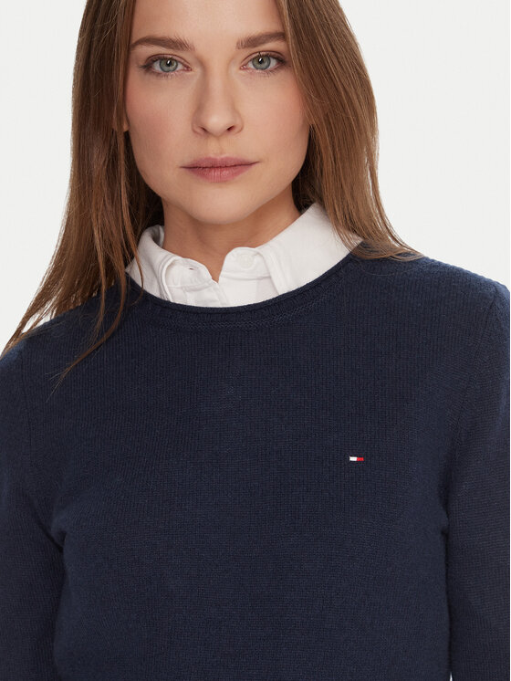 Tommy Hilfiger Tommy Hilfiger Sweter WW0WW40264 Granatowy Regular Fit