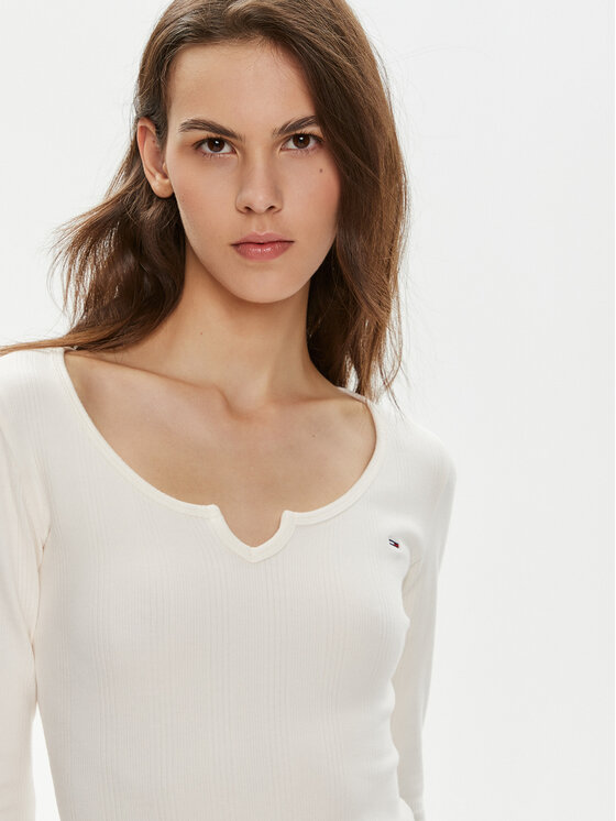 Tommy Jeans Tommy Jeans Halenka DW0DW18425 Écru Slim Fit