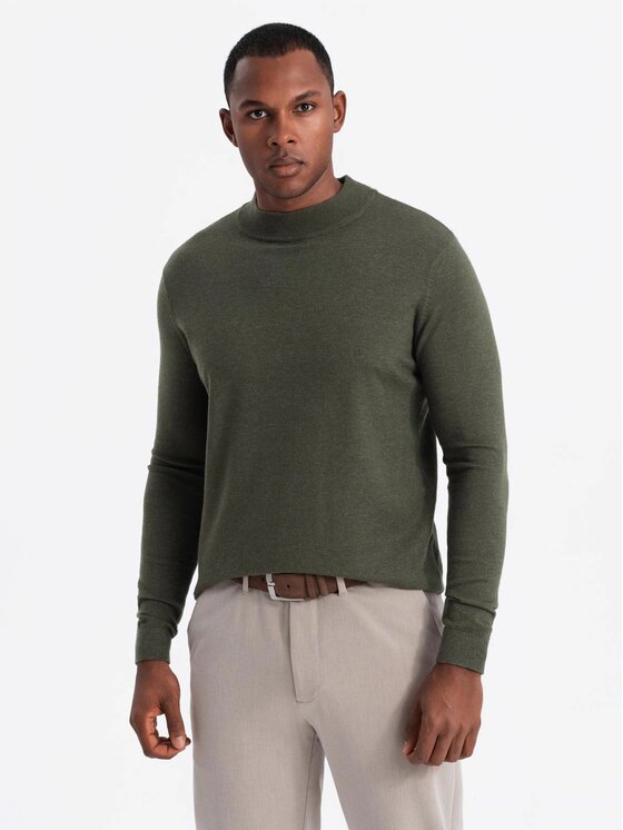 Ombre Ombre Sweter OM-SWTN-0125 Zielony Regular Fit
