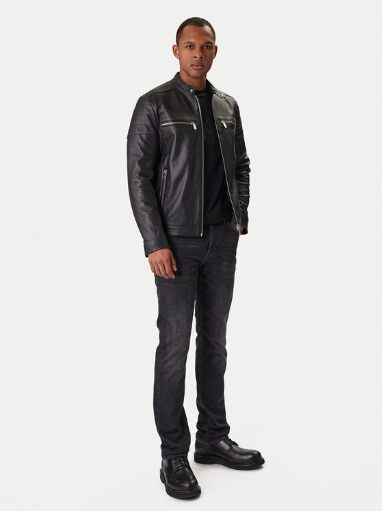 KARL LAGERFELD KARL LAGERFELD Usnjena jakna 555022 561421 Črna Slim Fit