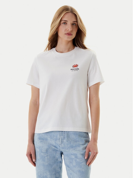 Mustang Mustang T-Shirt Monroe 1016513 Biały Relaxed Fit