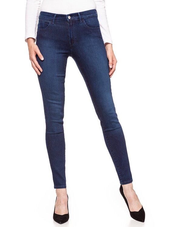 Wrangler Wrangler Jeansy HIGH RISE SKINNY Niebieski Skinny Fit