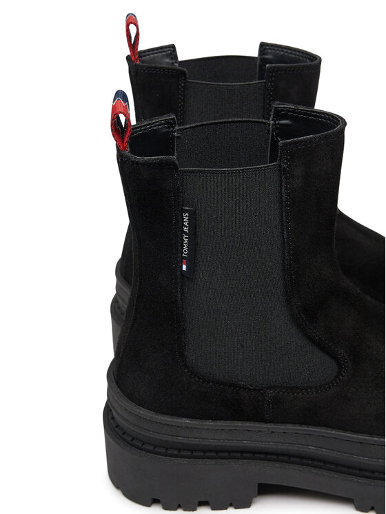 Tommy Jeans Tommy Jeans Kotníková obuv s elastickým prvkem Tjw Foxing Chelsea Suede EN0EN02631 Černá