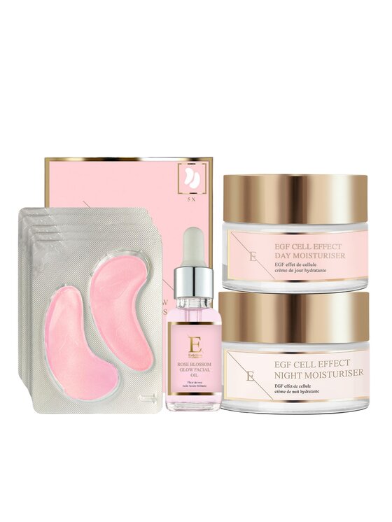 Erthskin London Erthskin London EGF day moisturizer + EGF CNight moisturizer + RoseBlossom eye pads + Rose Blossom Facial Oil Zestaw do pielęgnacji