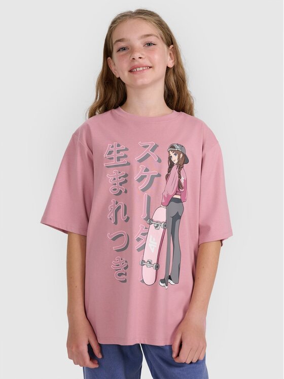 4F 4F T-Shirt BLUE VACATION Różowy Oversize