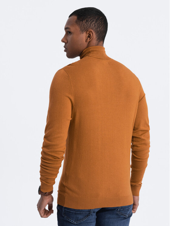 Ombre Ombre Sweter OM-SWTN-0101 Beżowy Regular Fit