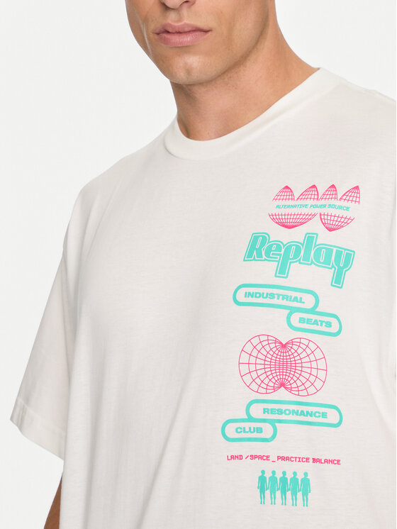 REPLAY Replay Tricou MMG334.000.23454 Alb Oversize