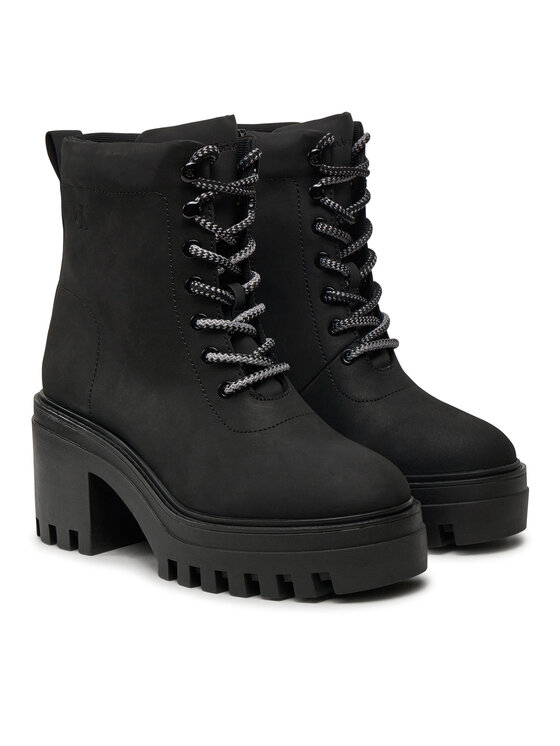 Calvin Klein Jeans Calvin Klein Jeans Trzewiki Chunky Heeled Zip Boot Lth YW0YW01548 Czarny