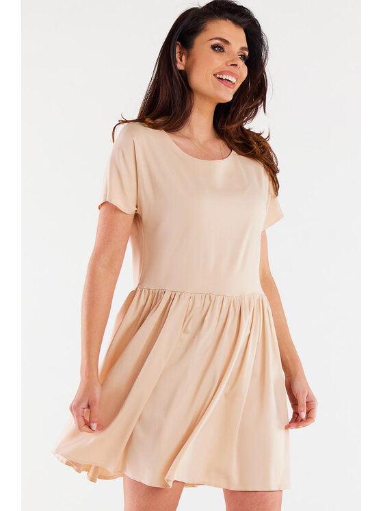 Awama Awama Sukienka letnia A517 Beżowy Basic Fit