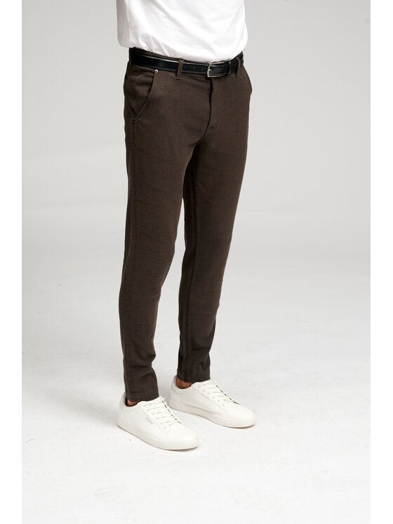 TeeShoppen TeeShoppen Chinosy 'Perform Collection' Brązowy Slim Fit