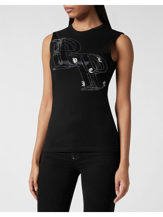 PHILIPP PLEIN PHILIPP PLEIN Tank top 15339 Čierna Skin Tight Fit
