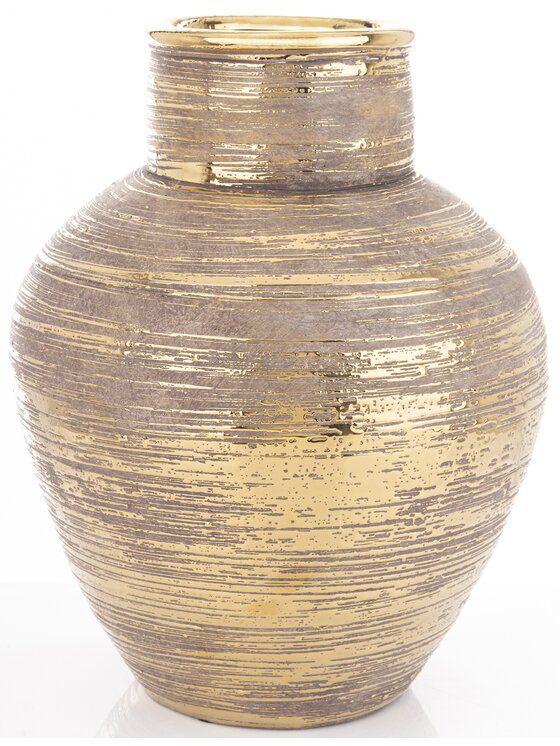 MIAhome MIAhome Wazon ceramiczny złoty, postarzany 35x26x26 cm JULITTA big Złoty