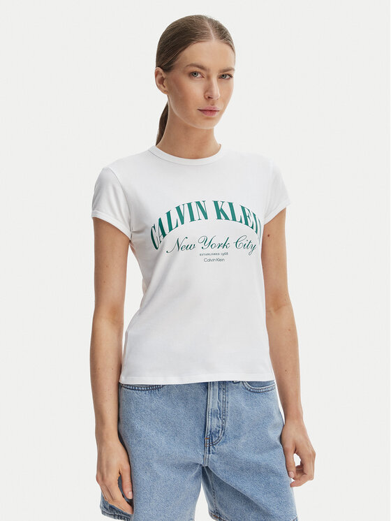 Calvin Klein Jeans Calvin Klein Jeans Tričko Graphic Logo LV047F815G Biela Slim Fit