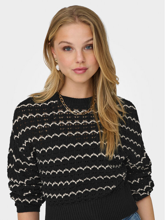 ONLY ONLY Pulover Asa 15310527 Negru Regular Fit
