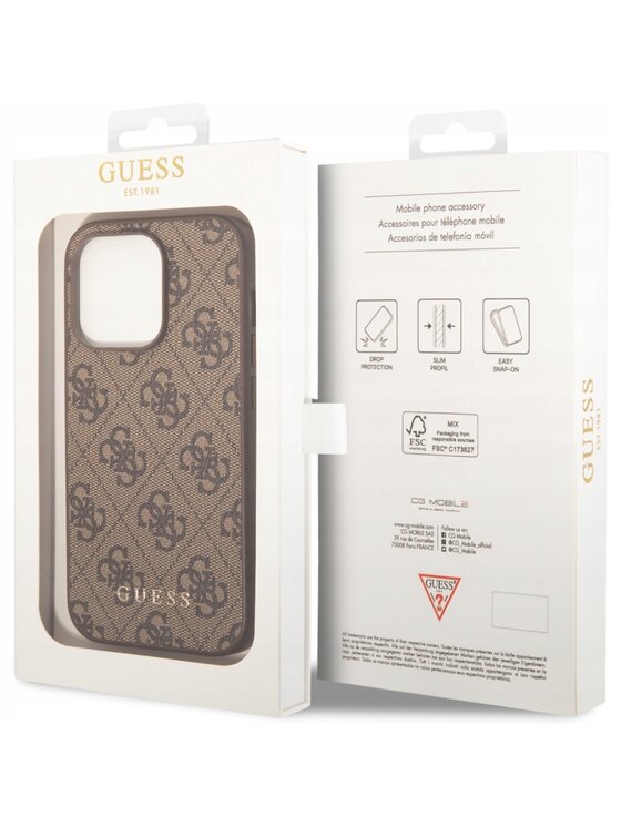 Guess Guess Etui na telefon 4G Saffiano Brązowy