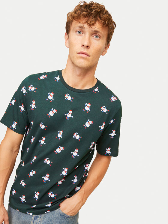 Jack & Jones Jack & Jones T-Shirt Xmas Merry 12265399 Zielony Standard Fit