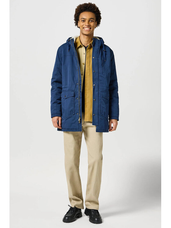 Wrangler Wrangler Kurtka zimowa HEAVY PUFFER Niebieski Regular Fit