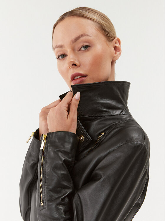 Just Cavalli Just Cavalli Кожено яке 75PAVP01 Черен Regular Fit