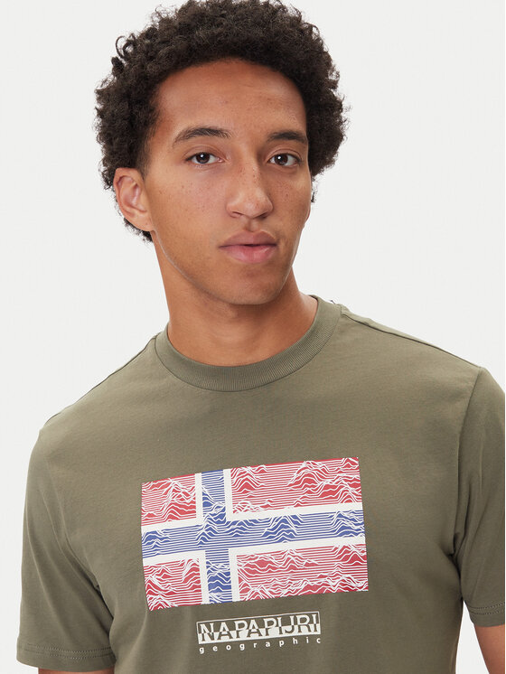 Napapijri Napapijri Marškinėliai S-Drapeau Ss NP0A891K Chaki Regular Fit