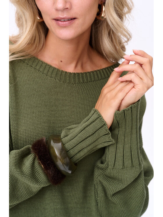 blue shadow blue shadow Sweter Bocq Zielony Regular Fit