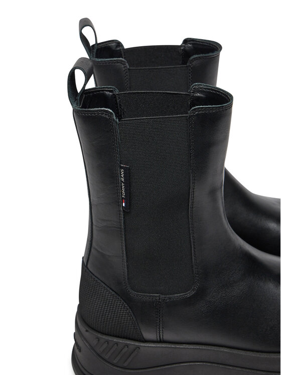 Tommy Jeans Tommy Jeans Kotníková obuv s elastickým prvkem Tjw Chelsea Flatform Boot EN0EN02597 Černá