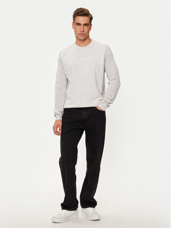 Calvin Klein Jeans Calvin Klein Jeans Pulover Monologo J30J325671 Gri Regular Fit