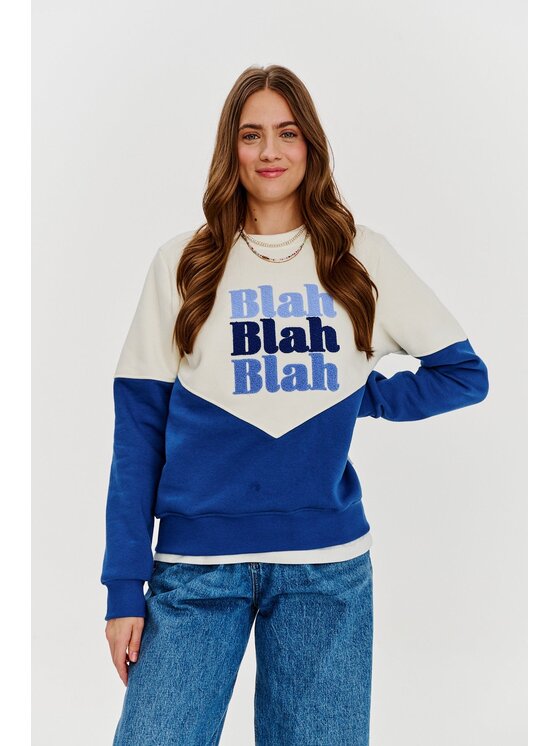 NAOKO NAOKO Mikina Blah Blah Blah Modrá Regular Fit