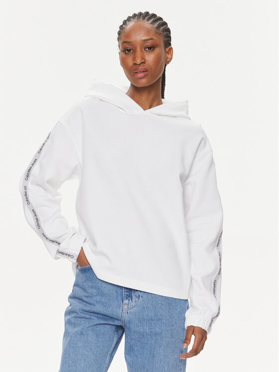 Calvin Klein Jeans Calvin Klein Jeans Μπλούζα Logo Elastic Hoodie J20J223078 Λευκό Regular Fit