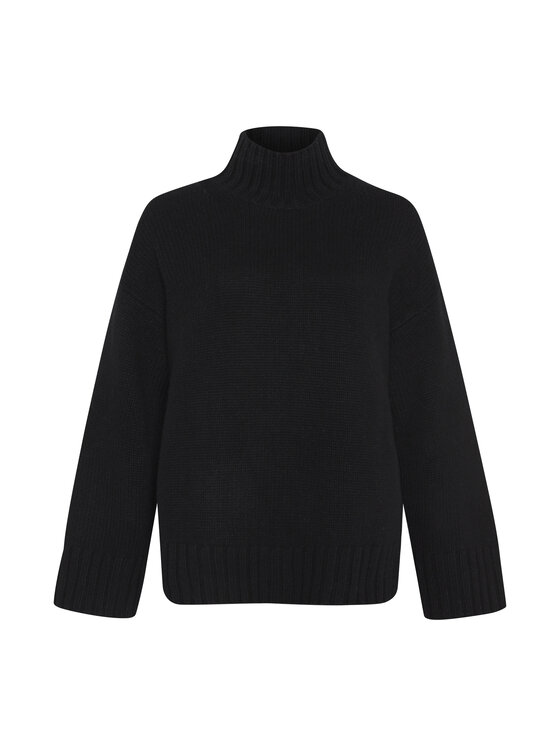 Style Republic Style Republic Golf Sweter o kroju oversize typu boxy, z mieszanki kaszmiru i wełny Czarny Boxy Fit