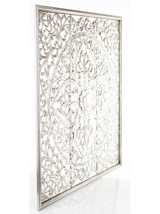 MIAhome MIAhome Dekoracja ścienna metalowa 80x80x2 cm ROZETA Srebrny