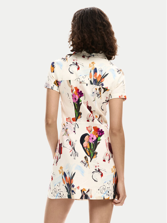 Desigual Desigual Krekla kleita Fini 26SWVW48 Écru Regular Fit