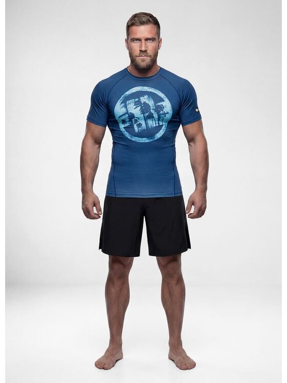 PITBULL PITBULL Koszulka techniczna LOGO PALMS Niebieski Regular Fit