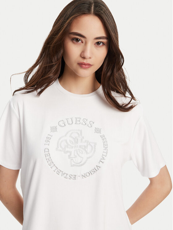 Guess Guess T-Shirt V5YI05 KCOA2 Biały Regular Fit