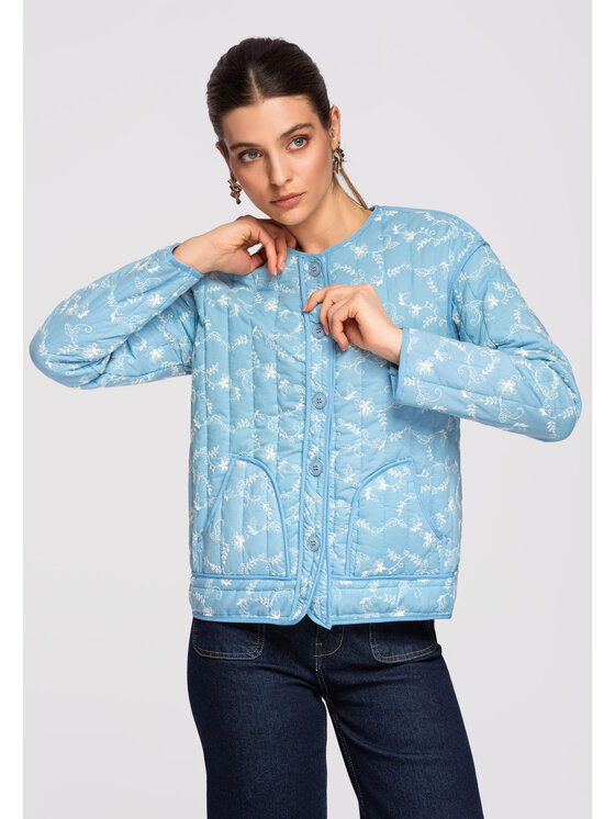Ombre Ombre Kurtka przejściowa OW-JALP-0125 Niebieski Regular Fit