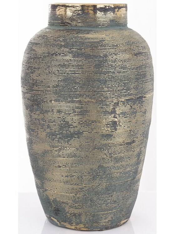 MIAhome MIAhome Wazon ceramiczny złoty, postarzany 38x22x22 cm JULIANO niebieski Niebieski