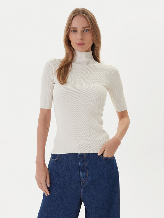 Kontatto Bluză cu gât 3M0821C Écru Slim Fit
