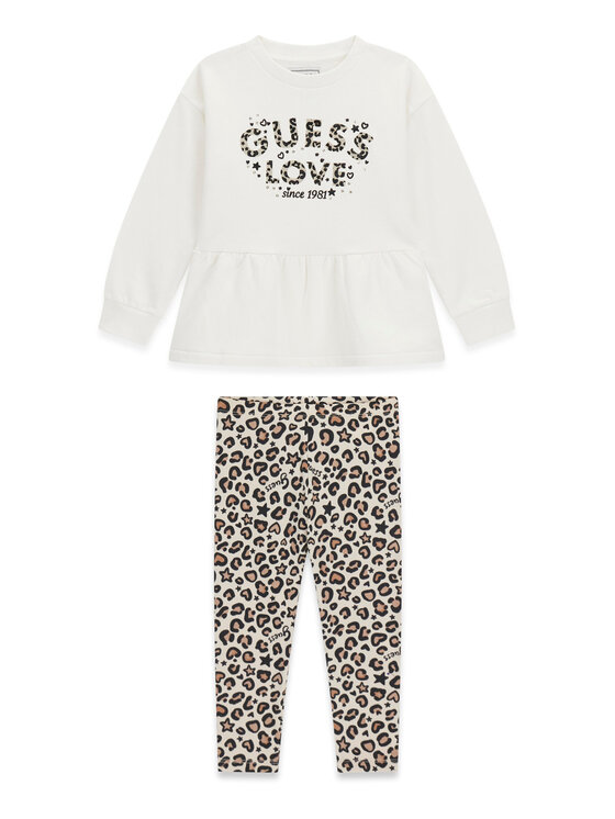 Guess Guess Set majica dugih rukava i leggins K6BG02 K5910 Krem Regular Fit