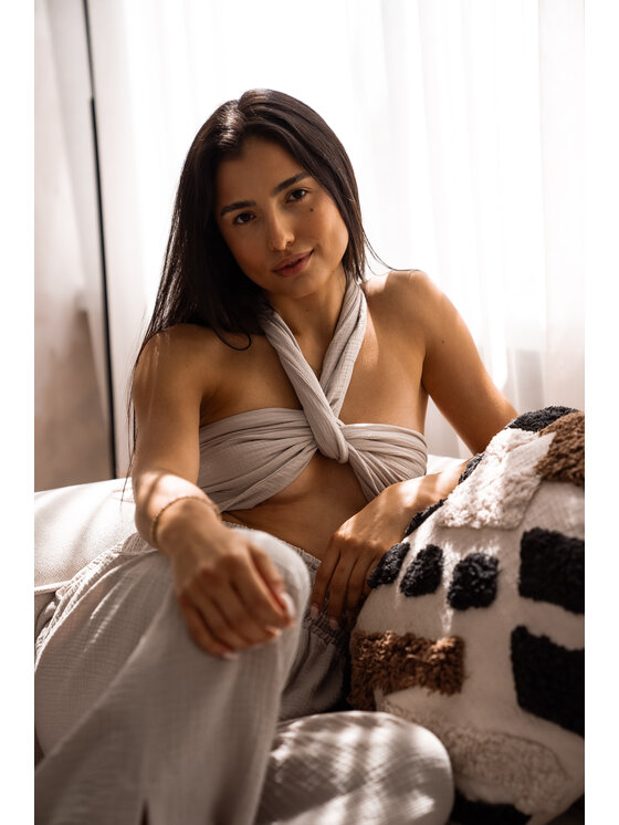 MAI MAI Spodnie materiałowe ISABEL Beżowy Feminine Fit