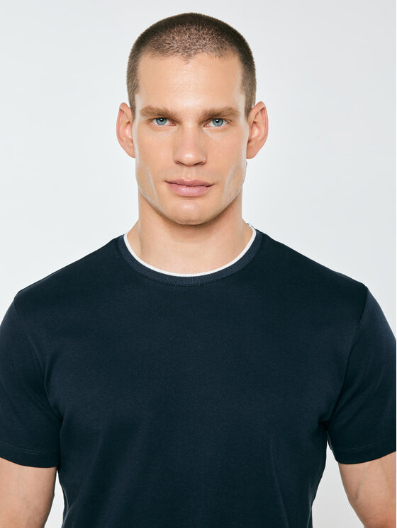 BIG STAR BIG STAR T-Shirt MICEL Granatowy Basic Fit