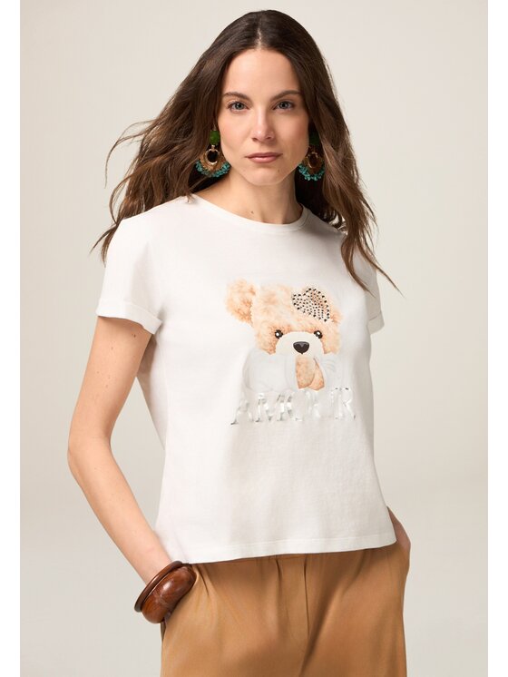 Oltre Oltre T-shirt G428J004241N011 Bianco Regular Fit