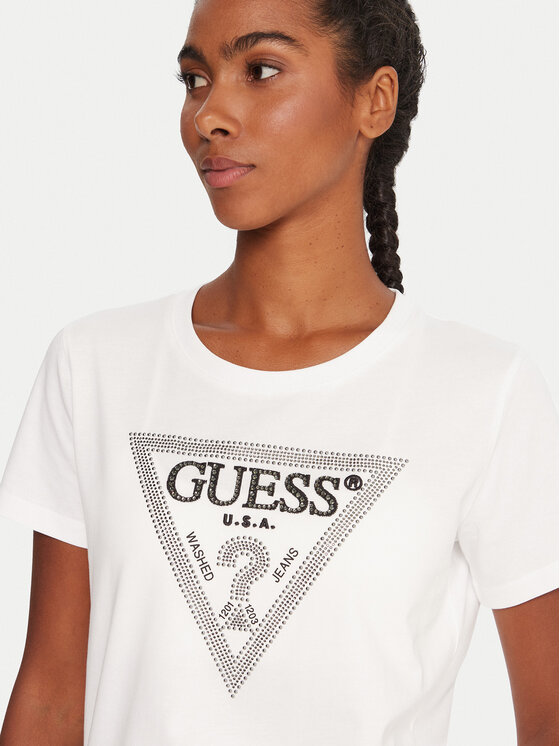 Guess Guess Marškinėliai W5BI18 I3Z14 Balta Regular Fit