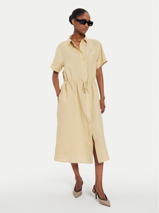 Tommy Hilfiger Tommy Hilfiger Rochie tip cămașă WW0WW41911 Bej Relaxed Fit