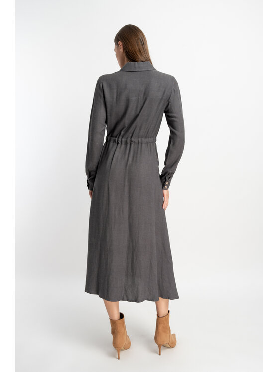 CLICK CLICK Φόρεμα πουκάμισο 60-6045 Γκρι Classic Fit