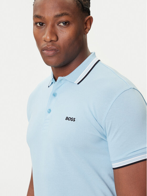 BOSS BOSS Тениска с яка и копчета Paddy 50469055 Светлосиньо Regular Fit