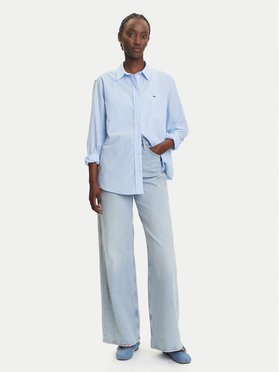 Tommy Jeans Tommy Jeans Srajca Micro Gingham DW0DW20987 Modra Relaxed Fit