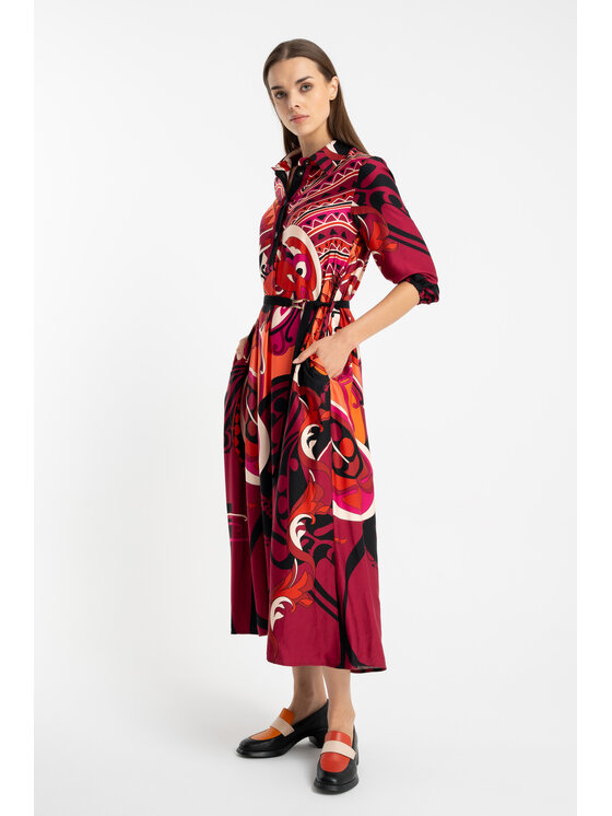 CLICK CLICK Φόρεμα καθημερινό 60-6151 Κόκκινο Regular Fit