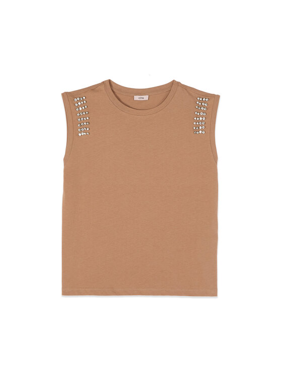 Oltre Oltre Top G00AJ004336N012 Kremowy Regular Fit