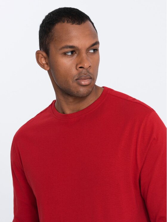 Ombre Ombre Longsleeve OM-LSBL-0106 Czerwony Regular Fit