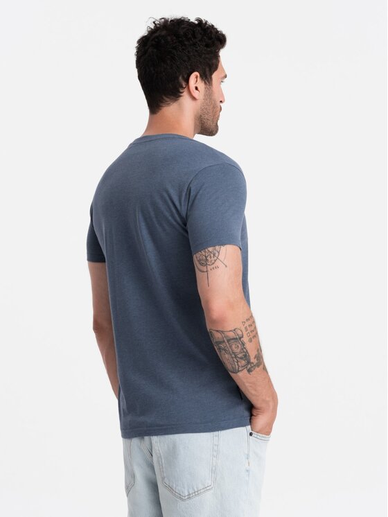 Ombre Ombre T-Shirt OM-TSBS-0145 Granatowy Regular Fit
