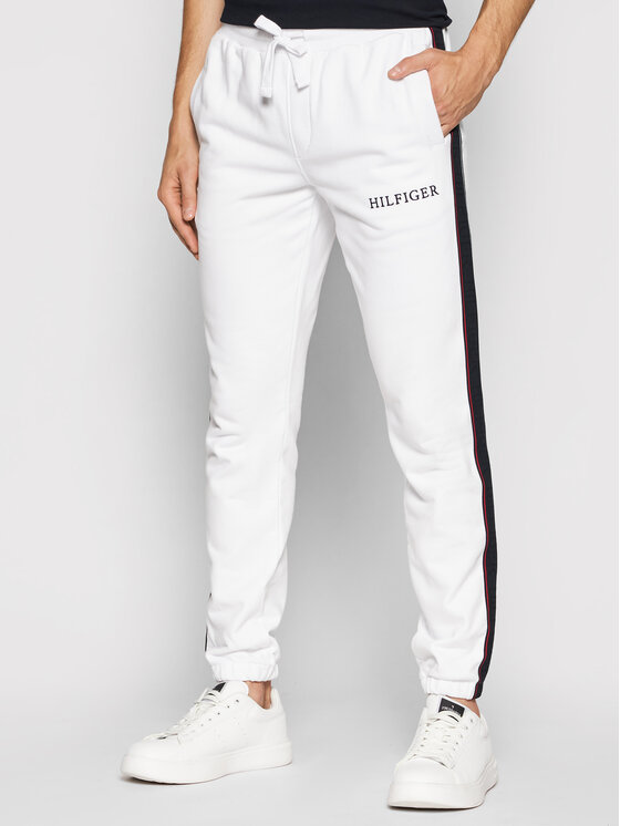 Tommy Hilfiger Pantalon jogging Taped MW0MW18722 Blanc Regular Fit •  Modivo.fr